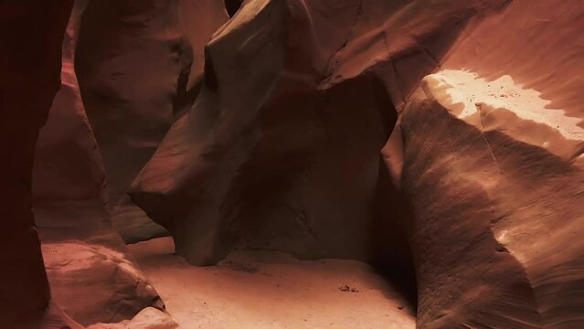 Smooth Massive Sandstone Walls On Antelope Slot Canyon In Lechee, Arizona. Close Up