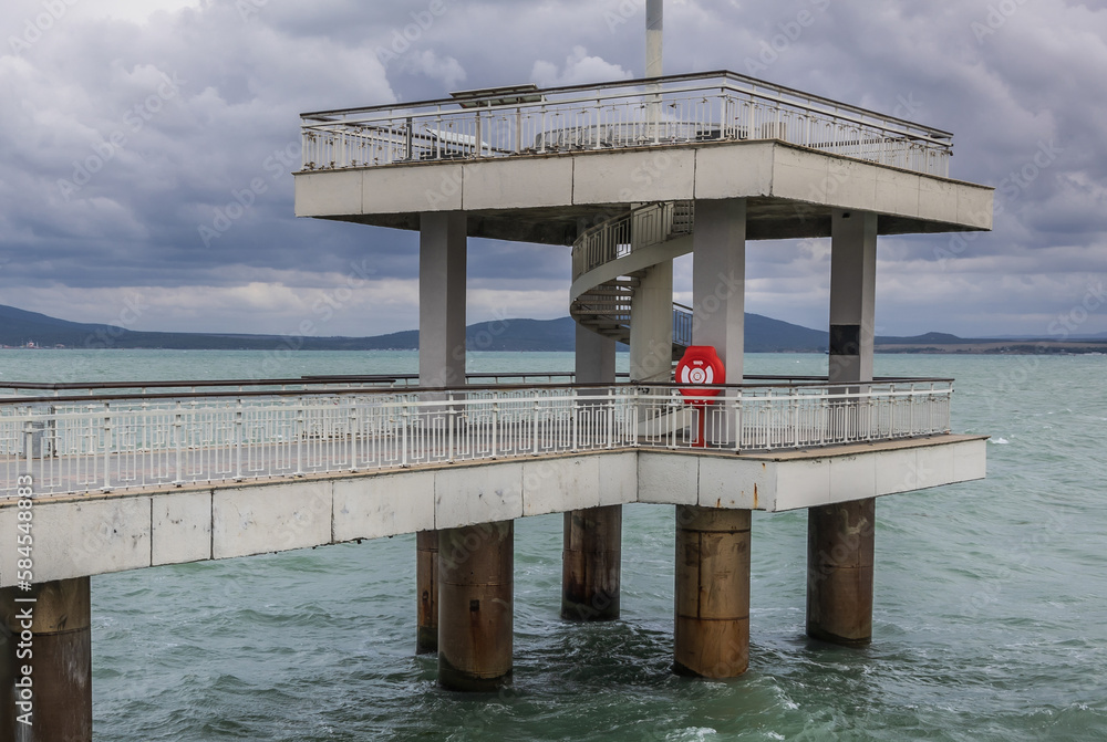 Poster Pier in Burgas city on Black Sea shore, Bulgaria