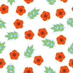 Seamless floral pattern white background