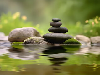 balance stones in water, generative AI