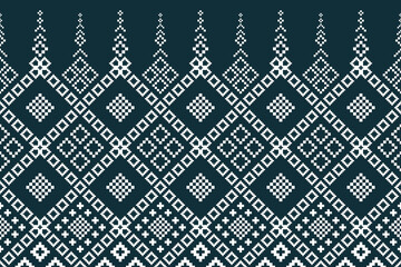 Green Cross stitch colorful geometric traditional ethnic pattern Ikat seamless pattern border abstract design for fabric print cloth dress carpet curtains and sarong Aztec African Indian Indonesian 
