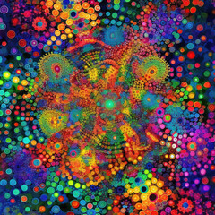 Psychedelic Pointillism, Abstract, AI