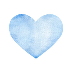 Hand painted watercolor blue heart isolated on a white background.