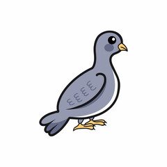 Cute pigeon on white background. Vector illustration for  child. Doodle style bird.