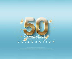 50th anniversary number. With elegant and luxurious 3d numbers. Premium vector background for greeting and celebration.