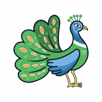 recommend clip art: Peacock on white background. Vector illustration for children. Sketch.