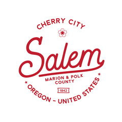 Salem, Oregon. Cherry city. Vector design template.