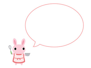 エプロン姿のウサギ　吹き出し付