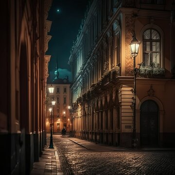 krakow at night