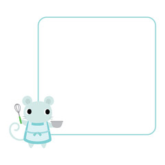 エプロン姿のネズミ　フレーム付