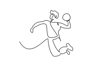 young man basketball sportsman holding ball move lifestyle line art