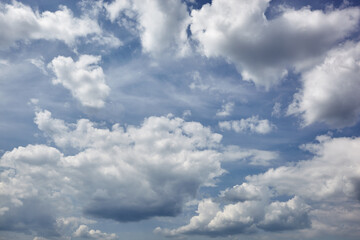 Abstract image of blurred sky. Blue sky background with cumulus clouds