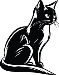 Cat Logo Monochrome Design Style
