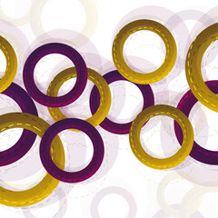 Background with circles and rings concept abstract template vector yellow and purple
