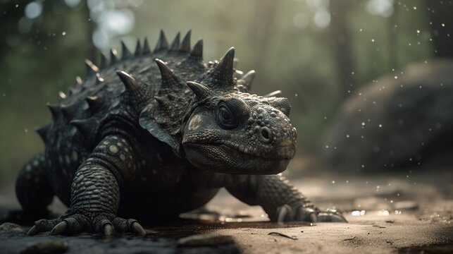 Stegosaurus Dinosaurier im Urwald, ai generativ