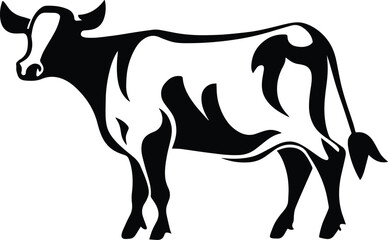 Cow Logo Monochrome Design Style
