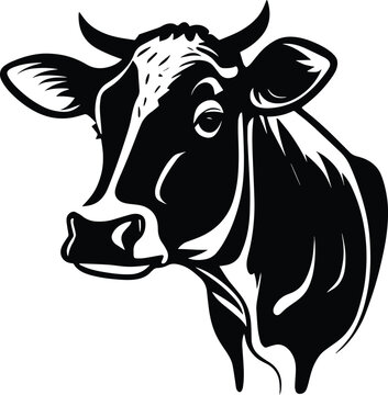 Cow Logo Monochrome Design Style
