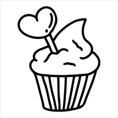 Cupcake doodle icon illustration, suitable for logo, icon, sticker pack and graphic design elements