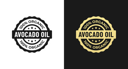 Avocado Oil Label or Avocado Oil Seals Vector Isolated in Flat Style. Best Avocado Oil Label Vector for product design element. Simple Avocado Oil Seal Vector for product packaging design element.