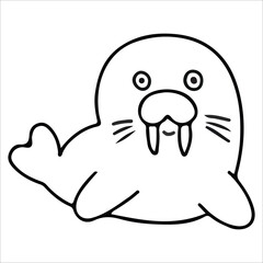 Seals doodle icon illustration, suitable for icon, logo, sticker pack and graphic design elements