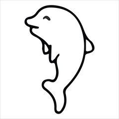 Dolphin doodle icon illustration, suitable for icon, logo, sticker pack and graphic design elements