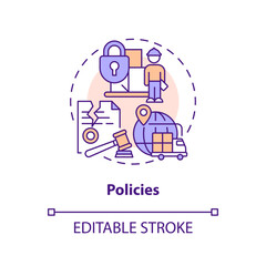 Policies concept icon. Government decisions. Supply chain disruption abstract idea thin line illustration. Isolated outline drawing. Editable stroke. Arial, Myriad Pro-Bold fonts used