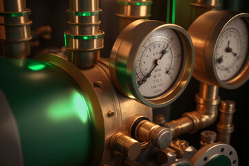 Gas pression gauge meters on gas pipeline