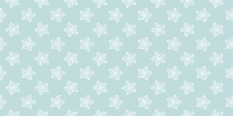 Pale blue vector seamless pattern with small white flowers for textiles, wrapping paper, tableware, covers, backgrounds