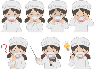 少女の表情セット　給食当番