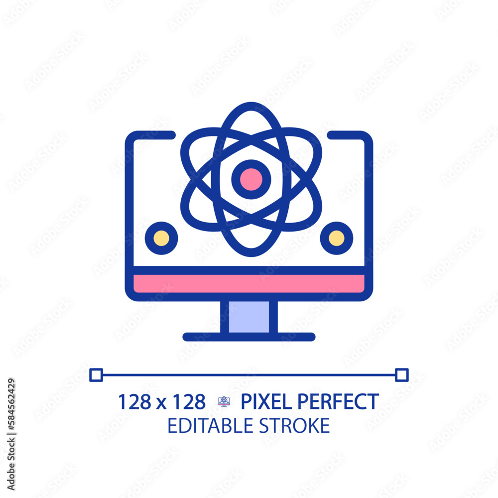 Poster computer science and stem pixel perfect rgb color icon. education course for students. technology re