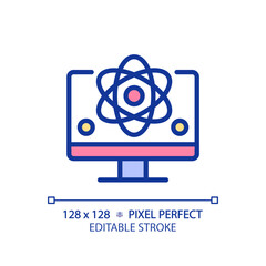 Computer science and STEM pixel perfect RGB color icon. Education course for students. Technology researching. Isolated vector illustration. Simple filled line drawing. Editable stroke