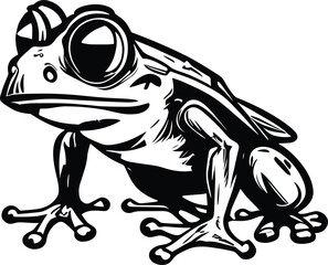 Frog Logo Monochrome Design Style
