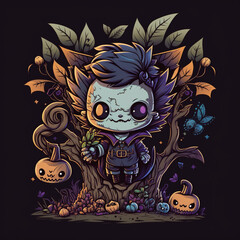 Halloween ghost character, halloween character, T-shirt design.