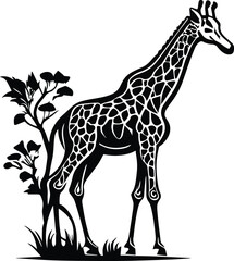 Giraffe Logo Monochrome Design Style

