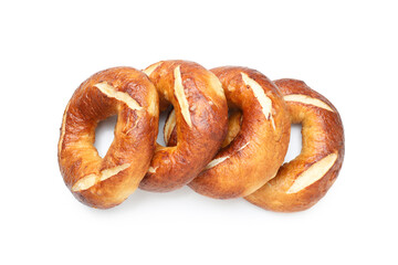 Concept of tasty bakery - bagels, isolated on white background