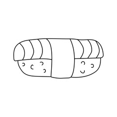 Hand drawn vector illustration of sushi, rolls.