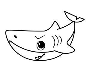 Cute Shark Coloring Page Cartoon Vector Illustration