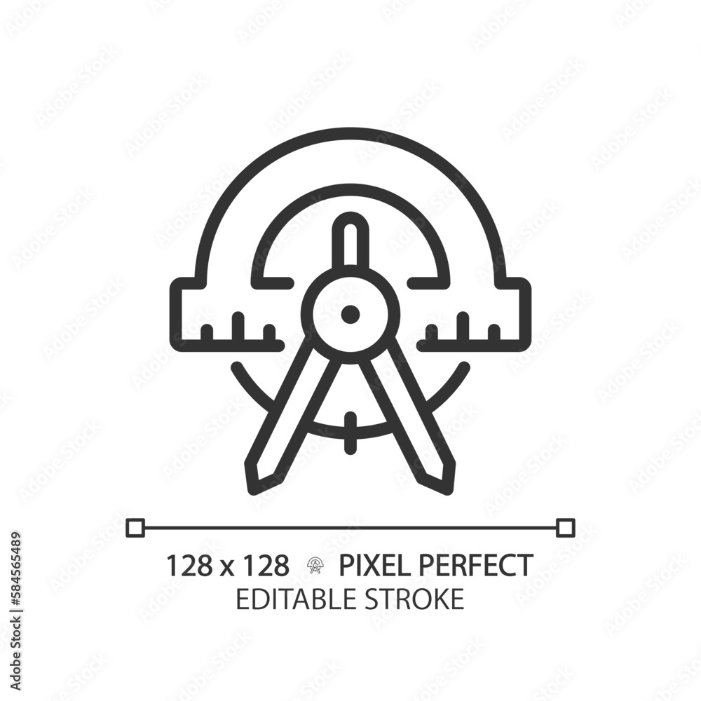 Poster stem in geometry pixel perfect linear icon. shapes studying method. school course strategy. educatio