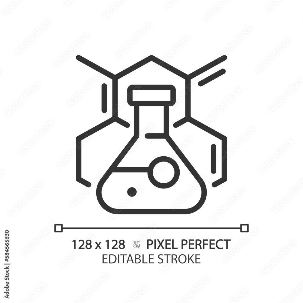 Poster stem activities pixel perfect linear icon. interesting experiments at lessons. motivate students to 