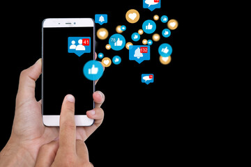 Digital marketing media (website ad, email, social network, SEO, video, mobile app) in virtual...