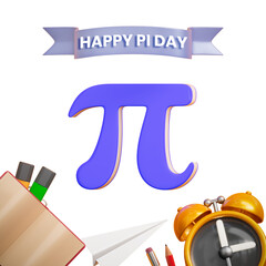 Happy pi day icon 3d render cutout