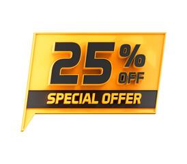 Special offer 25 percent off 3d promotion banner cutout