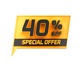 Special offer 40 percent off 3d promotion banner cutout