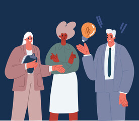 Cartoon vector illustration of Three friend standing line icon. Brotherhood linear style sign for mobile concept and web design. People friendship