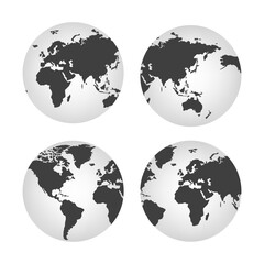 Realistic world map in the shape of a globe. Vector illustration.