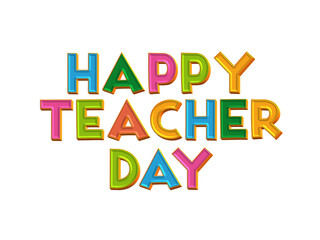Teacher day 3d colorful text cutout
