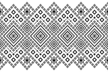 Nature vintages cross stitch traditional ethnic pattern paisley flower Ikat background abstract Aztec African Indonesian Indian seamless pattern for fabric print cloth dress carpet curtains and sarong