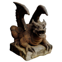 gargoyle, medieval dragon statue, isolated on white background, generative ai 