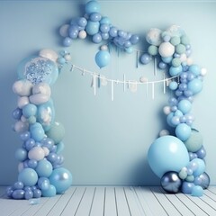 3d balloon arch decoration for photo studio. Generative AI