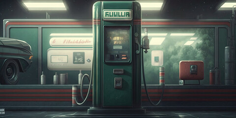Petrol pump filling. Station for cars - Generative AI